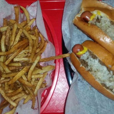 Coney Island dogs come with wiener sauce, chopped onions, yellow mustard and celery salt. (Photo: Mark Heckathorn/DC on Heels)