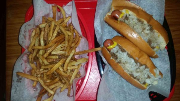 Coney Island dogs come with wiener sauce, chopped onions, yellow mustard and celery salt. (Photo: Mark Heckathorn/DC on Heels)