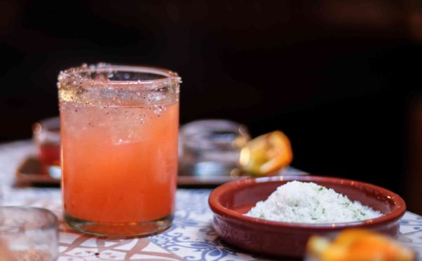 Rosa Mexicano has introduced a new agave drink program in Penn Quarter than includes this  Strawberry-Pink Peppercorn with Cimmarón Blanco tequila, strawberry puree, yellow chartreuse, lemon and house-made pink peppercorn tincture. (Photo: Rosa Mexicano)