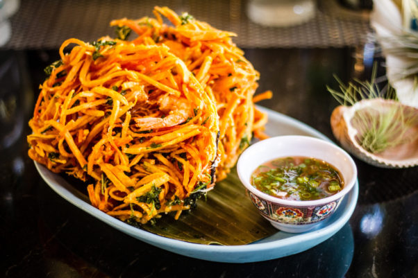 Bad Saint's ukoy made with freshwater shrimp, sweet potato and cilantro was 50 times more delicious than a Bloomin' Onion according to <em>Bon Appétit's Andrew Knowlton. (Photo: Farrah Seiky/Bad Saint)
