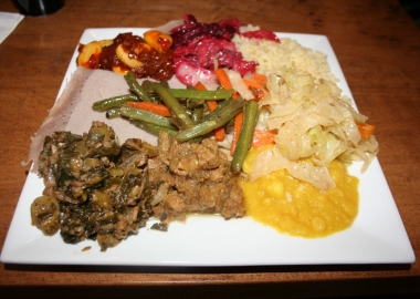 Latena serves 0salads, stews, tibs and kitfo along with vegetarian dishes. (Photo: Mark Heckathorn/DC on Heels)