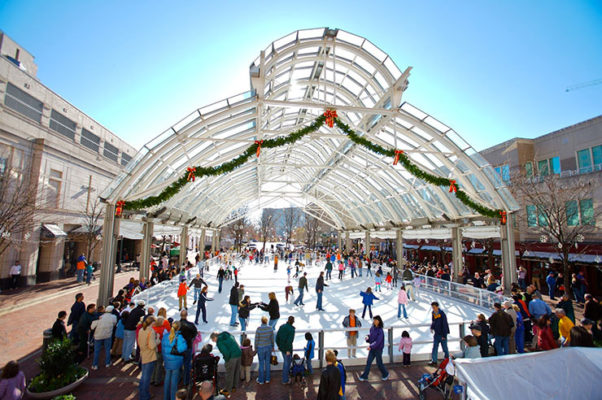 The Reston Town Center ice rink is in the center's pavilion. (Photo: Modern Reston)