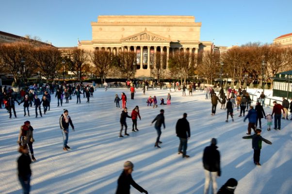 The ice rink at the National Gallery of Art's Sculpture Garden attracts thousands of skaters to the Mall each year. (Photo: Washington Times)