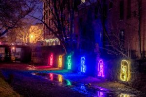 Georgetown Glow features eight outdoor public light art installations including Canal People (pictures above). (Photo: Sam Kittner/Georgetown BID)
