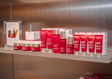 These Clarins products are readily available for purchase at the MGM Spa. (Photo: Clyde Jones/ClarinsUSA)