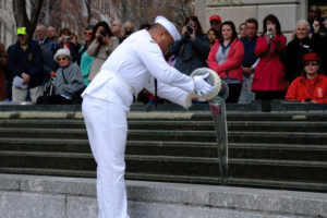 Sailors will pour water from the seven seas and the Great Lakes into the fountains at the U.S. Navy Memorial. (Photo: U.S. Navy Memorial)