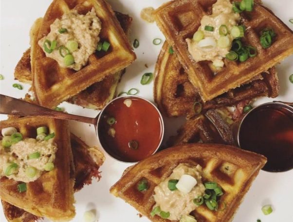 Mother's Day brunch at Proof includes duck and foie gras waffles with foie gras 'butter,' maple syrup and house hot sauce. (Photo: Proof)