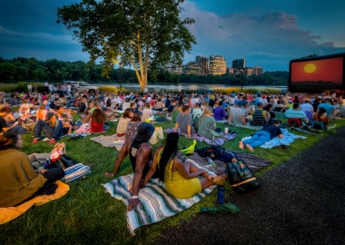 Sunset Cinema brings outdoor movies to the Georgetown waterfront Tuesdays in July and August. (Photo: Sam Kittner/Georgetown BID)