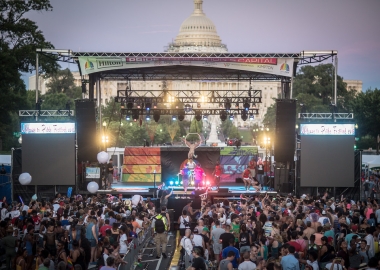 The 42nd annual Capital Pride Festival takes over Pennsylvania Avenue in front of the U.S. Capitol this Sunday with free performa ces by Miley Cyrus, Tinashe,, the Pointer Sisters, Vassy and others. (Photo: Denis . Largeron Photographie)