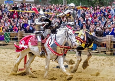 Knights joust at the Maryland Reniassance Festival near Annapolis, which is open weekends through Oct. 22. (Photo: Donna Headlee)