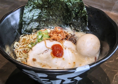 Jinya serves ramen with a choice of five broths, four types of noodles and 23 toppings including this tonkotsu black ramen. (Photo: Peter Stepanek)