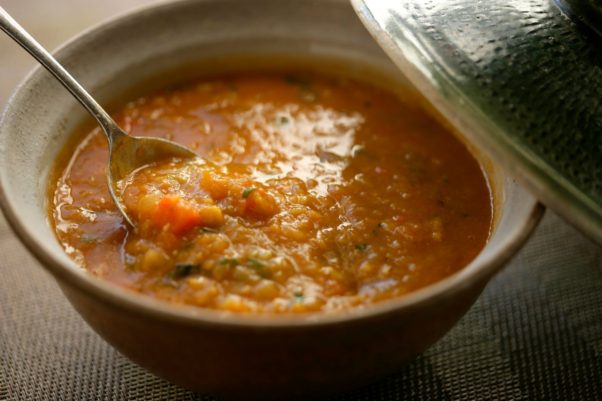 This red lentil soup can be made as spicy as you would like. (Photo: Andrew Scrivani)