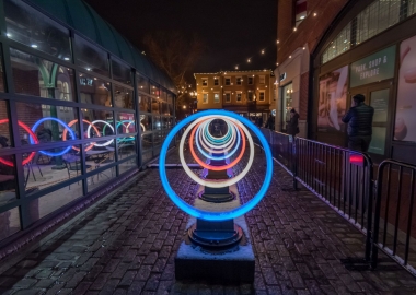 Bands of Friendship, one of the light displays at Georgetown Glow, goes dark after Sunday night. (Photo: Sam Kittner/Georgetown BID)