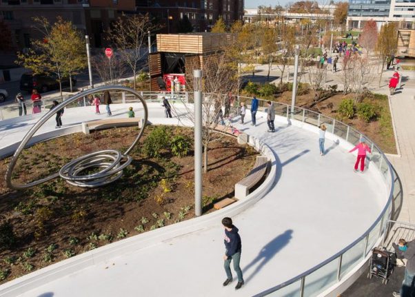 The Canal Park Ice Rink is in the Capitol Riverfront area near Nationals Stadium. (Phoot: Capitol Riverfront BID)