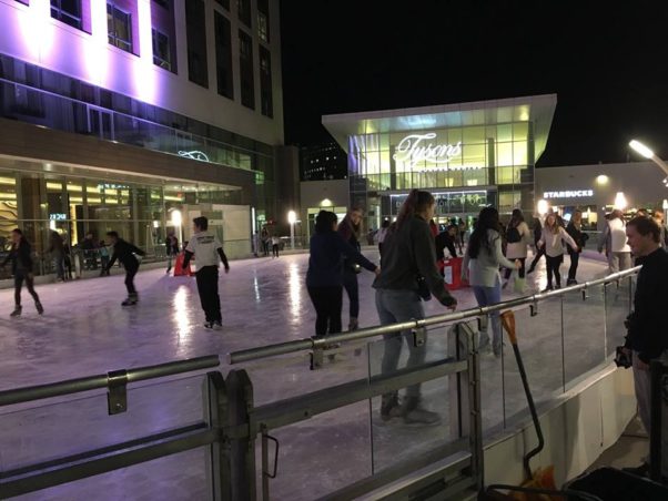 The Tysons Corner Center ice rink is on the second floor plaza between Lord & Taylor and the Hyatt Regency. (Photo: Tysons Corner Ice Rink/Facebook)