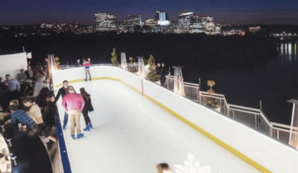 The skating rink on top of the Watergate Hotel is made of wax and offers 360-degree views. (Photo: Watergate Hotel)