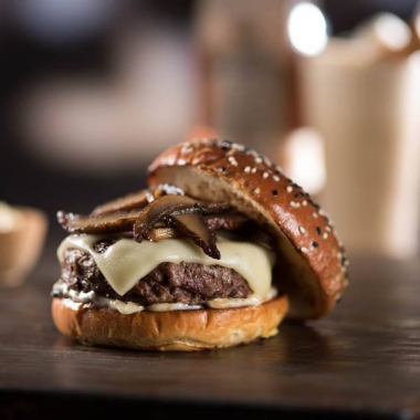 The roasted mushroom and Swiss burger from The Capital Burger, which opened March 19. (Photo: The Capital Burger)