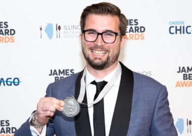 Chef Jeremiah Langhorne of The Dabney with his medal after winning the James Beard Foundation's Best Chef—Mid-Atlantic award in 2018. (Photo: Huge Galdones)