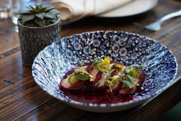 Small plates include hamachi ceviche with hibiscus agua Jamaica, garlic, serrano chile and roasted corn. (Photo: Mark Heckathorn/DC on Heels)