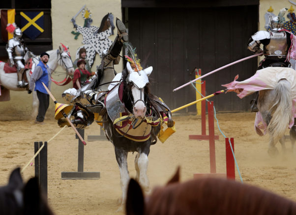 A jouster falling off his horse. (Photo: Maryland Renaissance Festival)