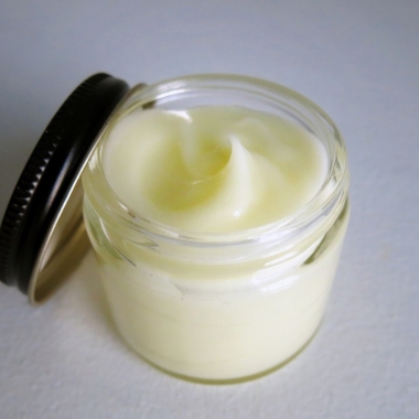 A clear glass jar with handmade lotion in it. (Photo: Better Mind Body Soul)