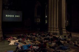 People watching "Rogue One" at the National Cathedral in 2018. (Photo: National Cathedral)