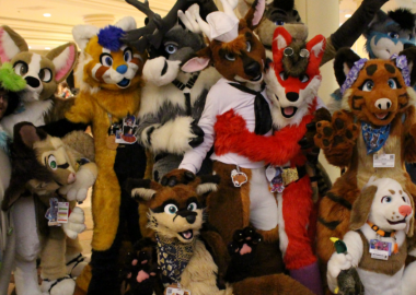A group photo of people dressed up as furry animals. (Photo: Fur the More