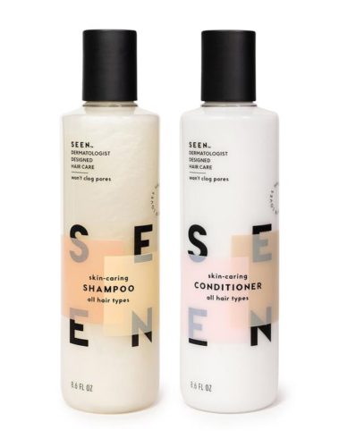 Bottles of Seen's Skin Caring shampoo and conditioner. (Photo: Seen)