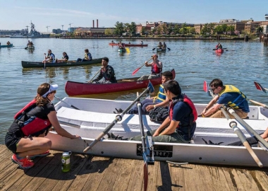 Children getting ready to go canoeing on the Anacostia River. (Photo: 11th Street Bridge Park)