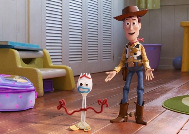 Woody standing in Bonnie's room with Forky walking away. (Photo: Disney/Pixar)