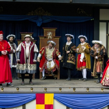 King Henry VIII and his court on stage at the 2018 Maryland Renaissance Festival. (PHoto: Keith Heffner)