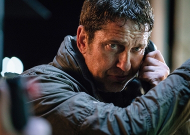 Mike Banning (Gerard Butler) talks on a pay phone in Angel Has Fallen. (Photo: Simon Versano/Lionsgate Films)