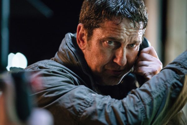 Mike Banning (Gerard Butler) talks on a pay phone in Angel Has Fallen. (Photo: Simon Versano/Lionsgate Films)