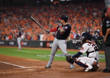 Anibal Sanchez at bat in his blue and white uniform. (Photo: Washington Nationals)