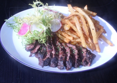Steak frites on a place with a small salad. (Photo: Mark Heckathorn/DC on Heels)