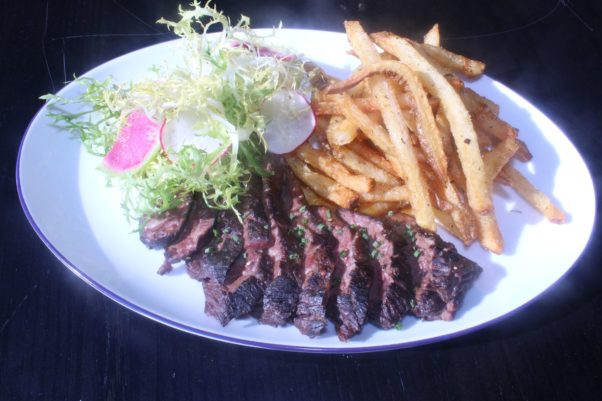 Steak frites on a place with a small salad. (Photo: Mark Heckathorn/DC on Heels)