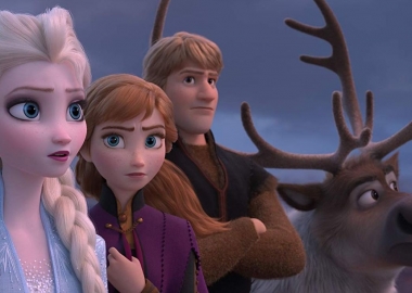 Elsa, Anna, Kristoff and Sven (l to r) look off to the right. (Photo: Walt Disney Studios)