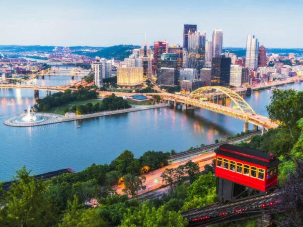The skyline of Pittsburgh and Point State Park with the incline in the foreground. (Photo: Joecho-16/iStock)