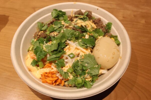 A noodle bowl with bulgogi from SeoulSpice in Penn Quarter. (Photo: Mark Heckathorn/DC on Heels)