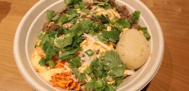 A noodle bowl with bulgogi from SeoulSpice in Penn Quarter. (Photo: Mark Heckathorn/DC on Heels)