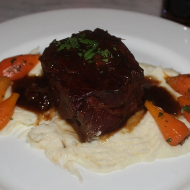 Guinness-braised Hereford beef with carrots and mashed potatoes. (Photo: Mark Heckathorn/DC on Heels)