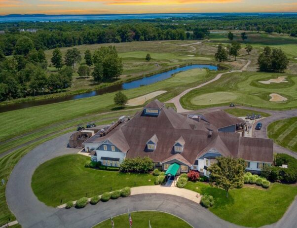 An ariel view of Bulle Rock Golf Course with the clubhouse in the forefront and the Chesapeake Bay in the background. (Photo: Brian zack/Facebook)