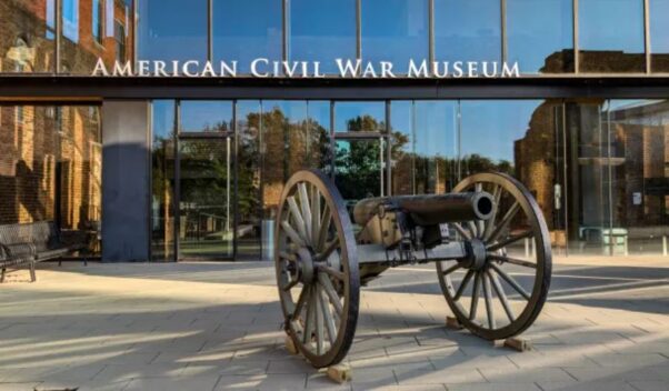 A cannon made at Tredegar Iron Works sits in front of the American Civil War Museum -- Historic Tredegar. (Photo: American Civil War Museum)