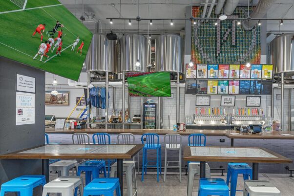 The dining room and bar at Atlas Brew Works in Alexandria. (Photo: Atlas Brew Works/Facebook)