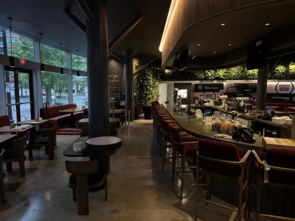 Kaldi's Social House dining room and bar with a wall of windows to the left. (Photo: Kaldi's Social House/Facebook)