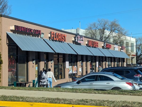 The exterior of the shopping center with Lion Rock Cafe on the left. (Photo: Google)