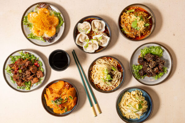 Eight different dishes of food including dumplings and noodles at Peter Chang Herndon. (Photo: Peter Chang Herndon)