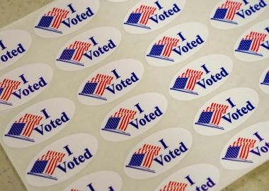 A sheet of I Voted stickers. (File Photo)