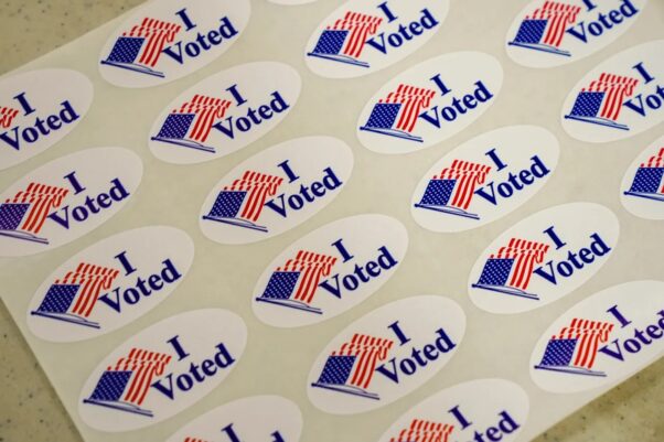 A sheet of I Voted stickers. (File Photo)