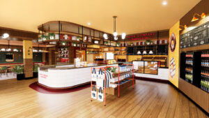 Rendering of the Good Company Doughnuts & Cafe shop in Johns Hopkins University's Bloomberg Center. (Rendering: Johns Hopkins University)
